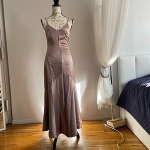 Gown evening satin dress in powdered rose